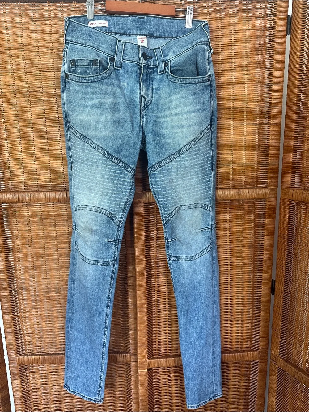 True Religion Men's Light Blue Relaxed Skinny Rocco Jeans